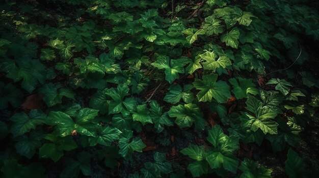 Imagen generada por Ai de hojas verdes del bosque