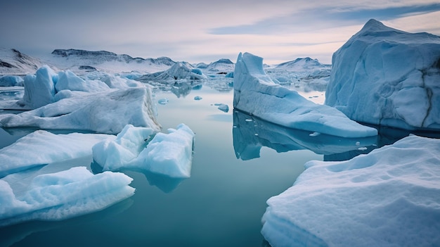 Imagen generada por IA de los glaciares y los icebergs