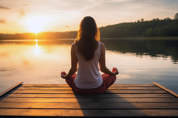 imagen generada por la IA de una mujer meditativa