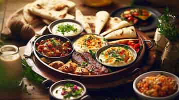 Foto gratuita imagen generada por ia de platos árabes o de oriente medio