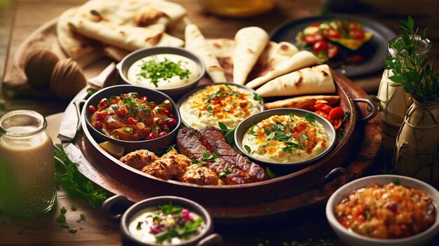 Imagen generada por IA de platos árabes o de Oriente Medio