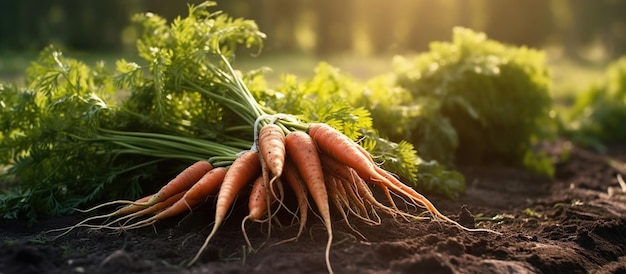 Imagen generada por IA de un puñado de zanahorias frescas