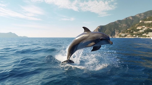 Imagen generada por IA saltando delfines