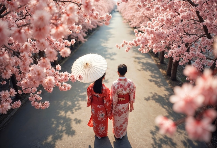 Foto gratuito impresionante paisaje del festival de primavera en japón