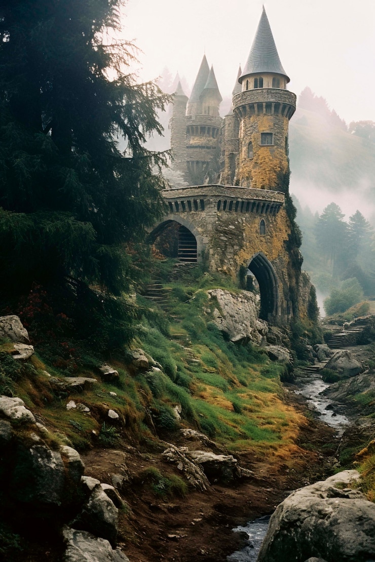 Foto gratuito impresionante paisaje de videojuegos de fantasía