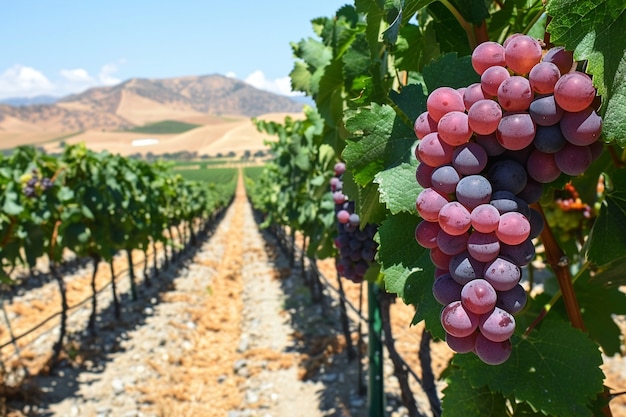 Foto gratuita impresionante vista desde el viñedo con viñas y naturaleza