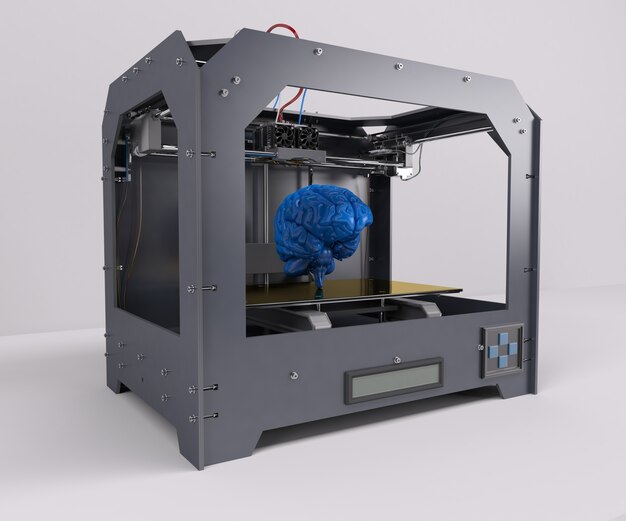 Imprimiendo un cerebro humano azul