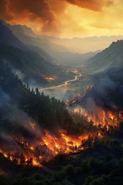 Foto gratuita incendios forestales que devastan la naturaleza