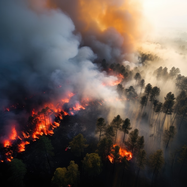 Foto gratuita incendios forestales y sus consecuencias en la naturaleza