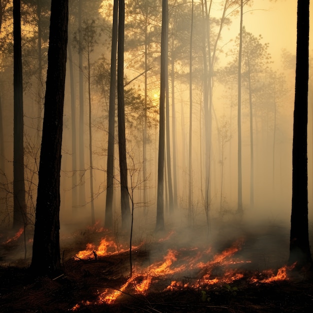 Foto gratuita incendios forestales y sus consecuencias en la naturaleza