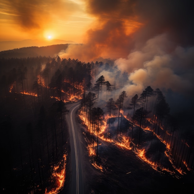 Foto gratuita incendios forestales y sus consecuencias en la naturaleza