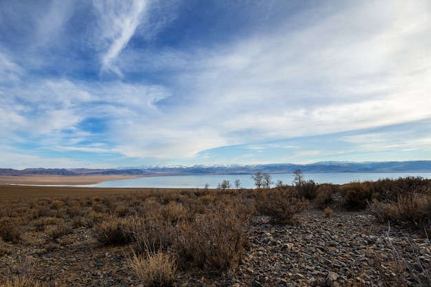 Increíble paisaje invernal en Mongolia Escena colorida en las montañas Parque Nacional Tsagaan Shuvuut