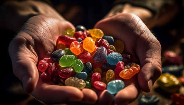 Foto gratuita indulgente montón de dulces dulce círculo de diversión infantil generado por ia