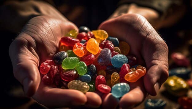 Indulgente montón de dulces dulce círculo de diversión infantil generado por IA