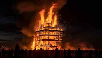 Foto gratuita infierno de carbón ardiente destrucción ambiental física en la noche generada por ia