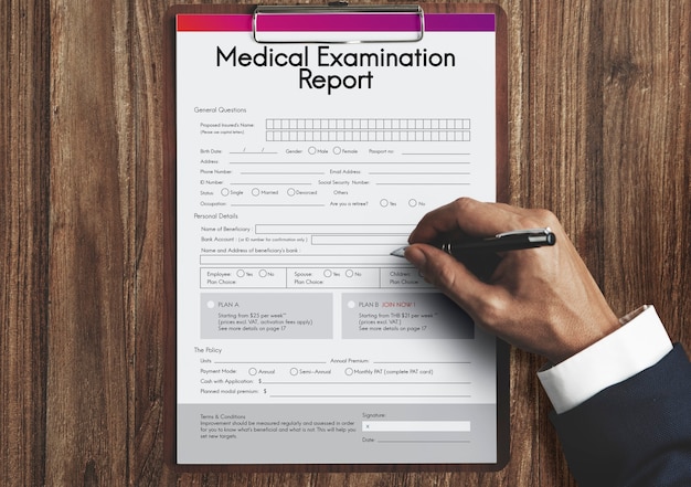 Informe de examen médico Concepto de registro del paciente