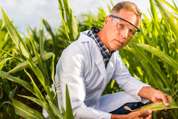 Ingeniero agrónomo serio mirando a cámara