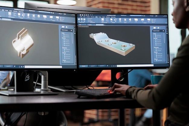Ingeniero digital profesional de empresa creativa que modela malla 3D mientras mejora la geometría. Creador de activos que optimiza el recuento de polígonos mientras usa CAD para crear bocetos virtuales avanzados.