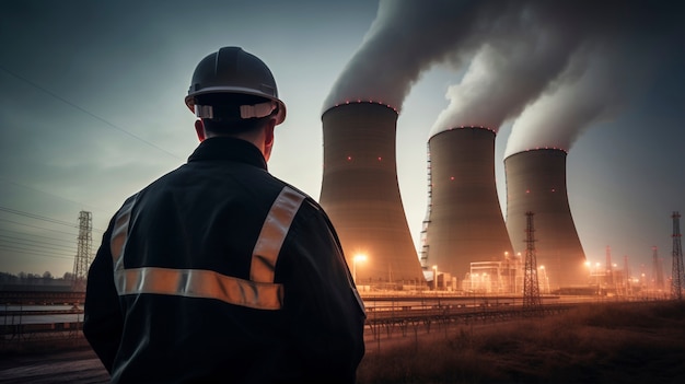 Foto gratuita ingeniero que trabaja en una central nuclear.