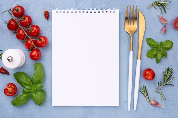 Ingredientes con cuaderno