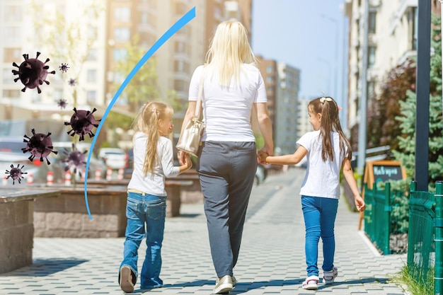 Foto gratuita inmunidad fuerte como escudo que protege el virus de los niños, ilustración.