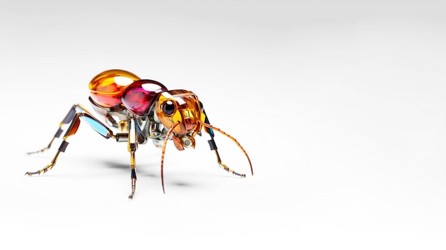 Insecto robótico en el estudio con espacio de copia