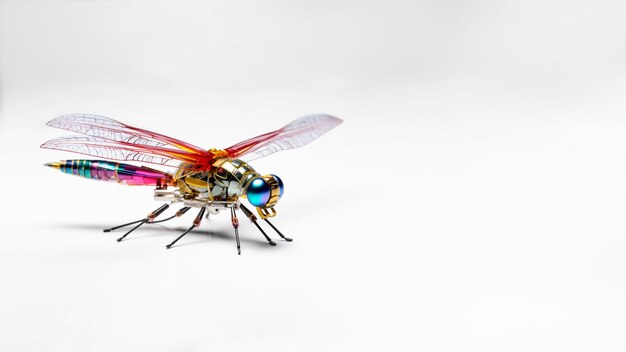 Insecto robótico en el estudio con espacio de copia