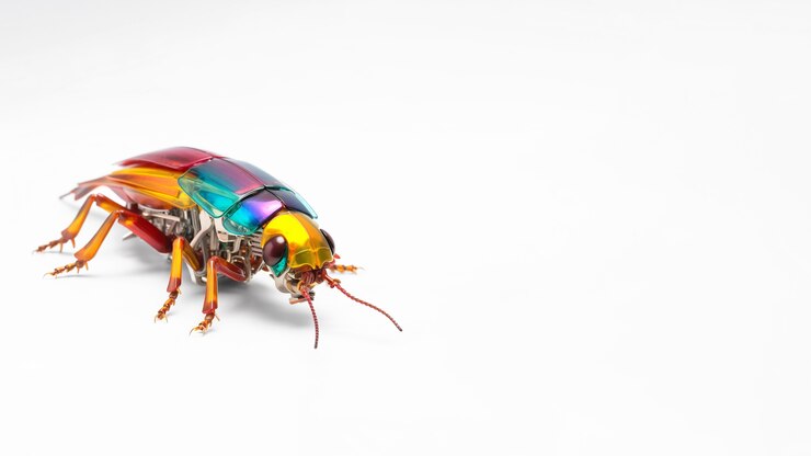 Foto gratuito insecto robótico en el estudio con espacio de copia