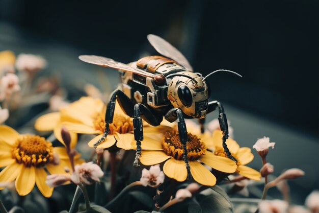 Insecto robótico con flores.