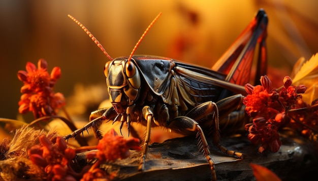 Foto gratuita insectos en hojas pequeños animales artrópodos en la antena de animales de abejas silvestres generadas por inteligencia artificial