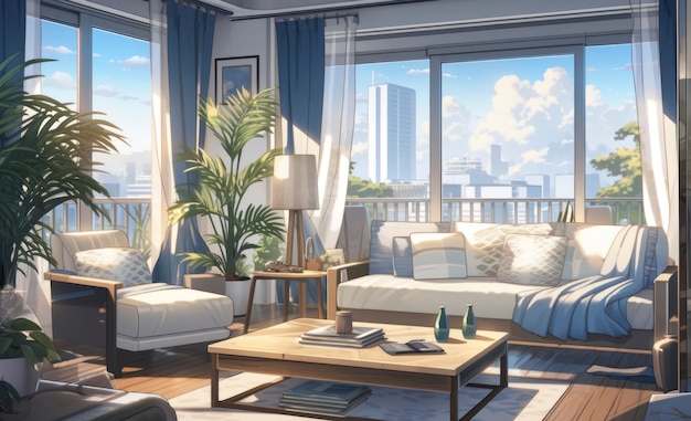 Foto gratuita interior acogedor en estilo anime