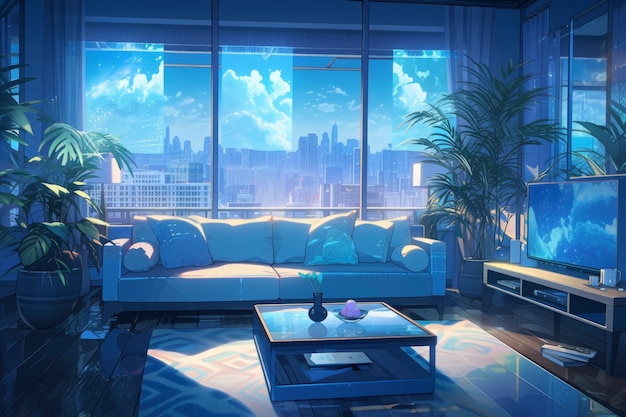 Foto gratuita interior acogedor en estilo anime