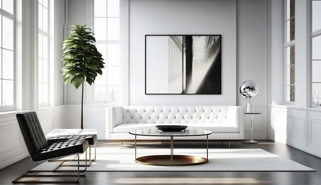 Interior de casa moderno con diseño elegante y confort generativo AI