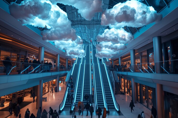 Foto gratuito el interior soñador del centro comercial