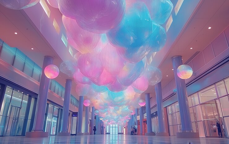 Foto gratuito el interior soñador del centro comercial
