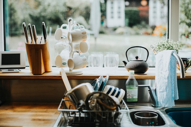 Interiores de una cocina hogareña