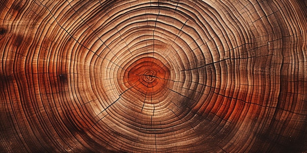 Foto gratuita los intrincados anillos de un tronco de árbol cuentan una historia de edad con un cálido centro rojizo