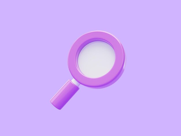 Investigación de búsqueda de datos de aumento púrpura buscando icono de compra icono de negocio de comercio electrónico Concepto de compras en línea Ilustración 3D