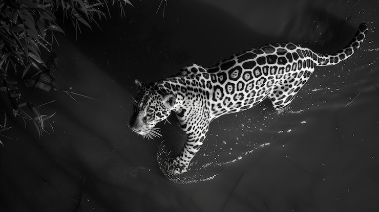 Foto gratuito el jaguar blanco y negro en la naturaleza