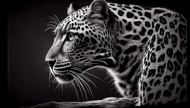 El jaguar moteado contempla la majestuosa belleza de la IA generativa de la naturaleza