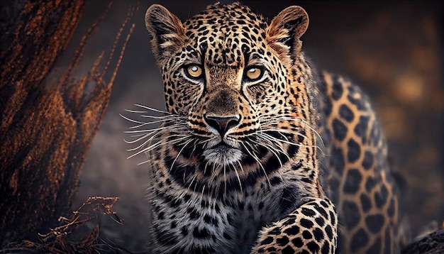 Jaguar salvaje mirando de cerca el retrato en África IA generativa