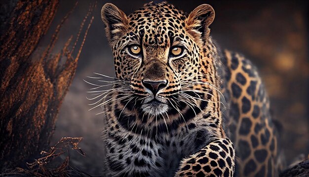 Jaguar salvaje mirando de cerca el retrato en África IA generativa