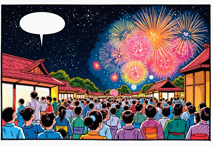 Photo Gratis japanese night festival with fireworks