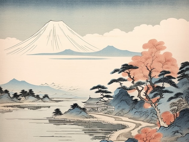 Foto gratuita japón antiguo en el estilo de arte digital