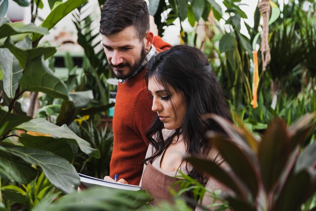 Jardineros realizando recuentos