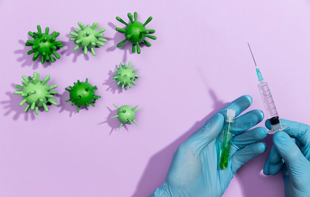 Foto gratuita jeringa cura para las bacterias virales