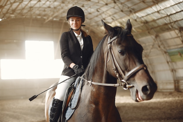 El jinete entrena con el caballo