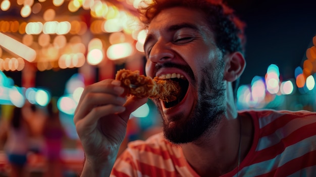 Foto gratuita joven disfrutando de una comida