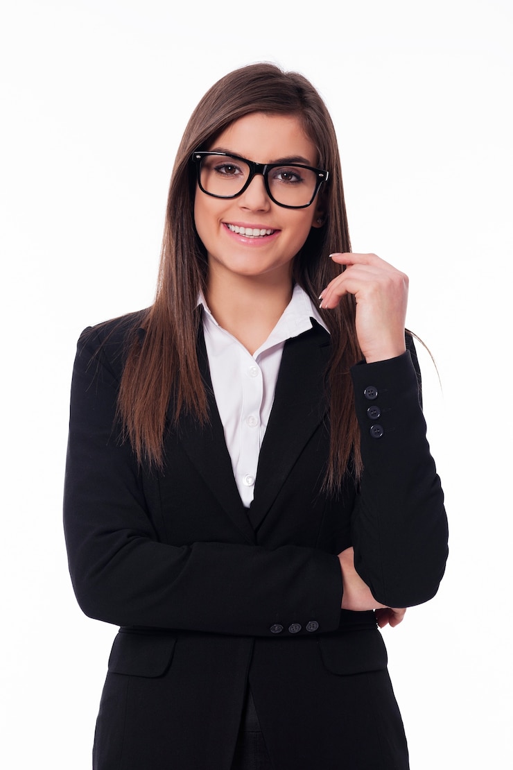 Foto gratuito joven empresaria con gafas