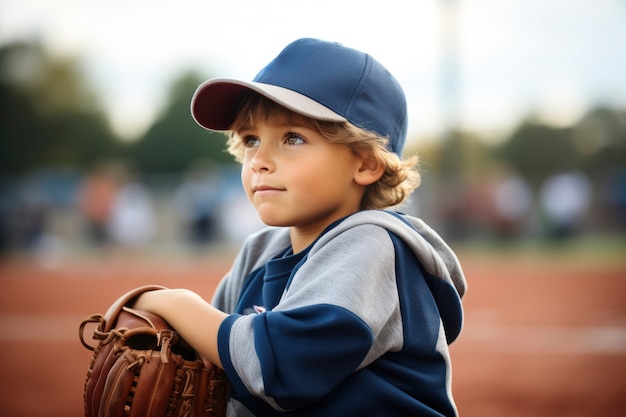 Foto gratuita joven jugador de béisbol en el campo